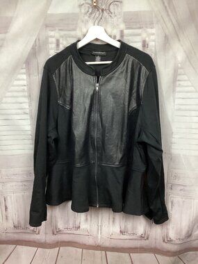 Lane Bryant Faux Leather Black Jacket Preplem 24